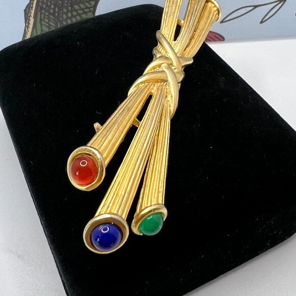 Poured Glass Textured Bar Brooch - Picture 5 of 5